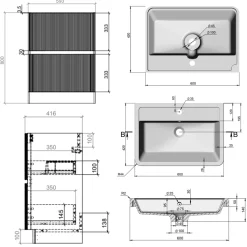 Drench Origin 600mm Fluted Floorstanding Vanity Unit & Basin