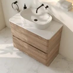 Drench Origin 900mm Fluted Floorstanding Vanity Unit & Countertop