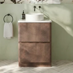 Drench Origin 600mm Fluted Floorstanding Vanity Unit & Countertop