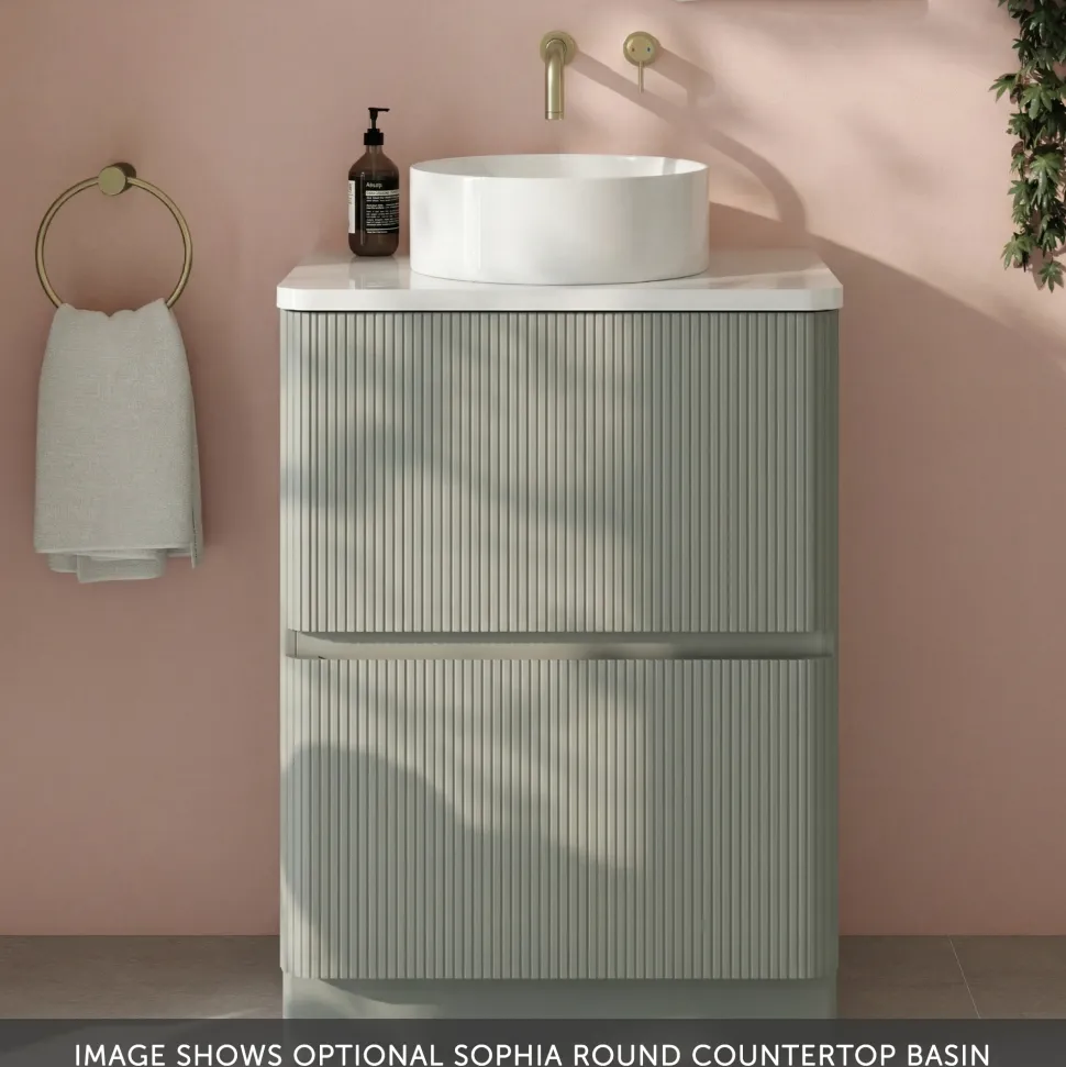 Drench Origin 600mm Fluted Floorstanding Vanity Unit & Countertop