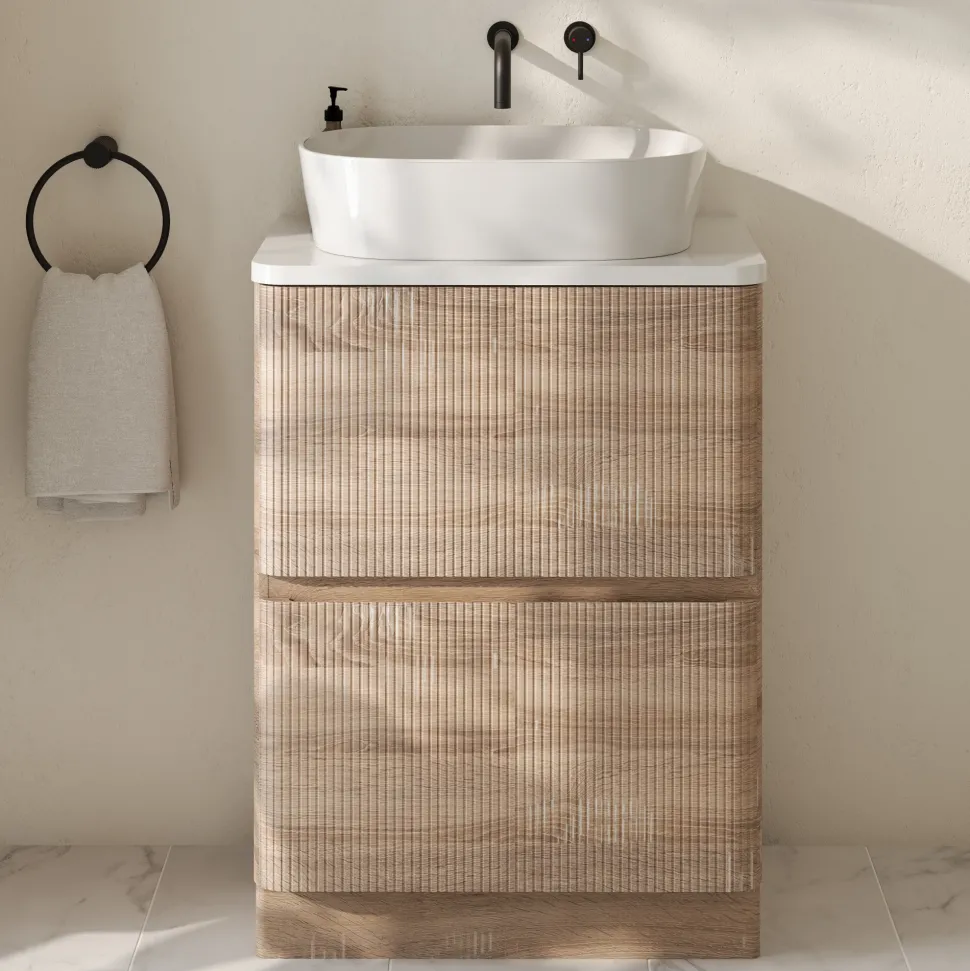 Drench Origin 600mm Fluted Floorstanding Vanity Unit & Countertop