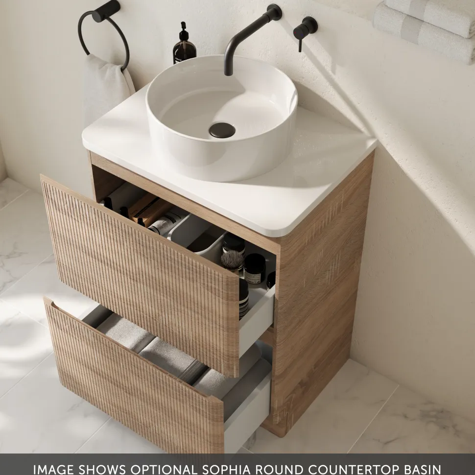 Drench Origin 600mm Fluted Floorstanding Vanity Unit & Countertop