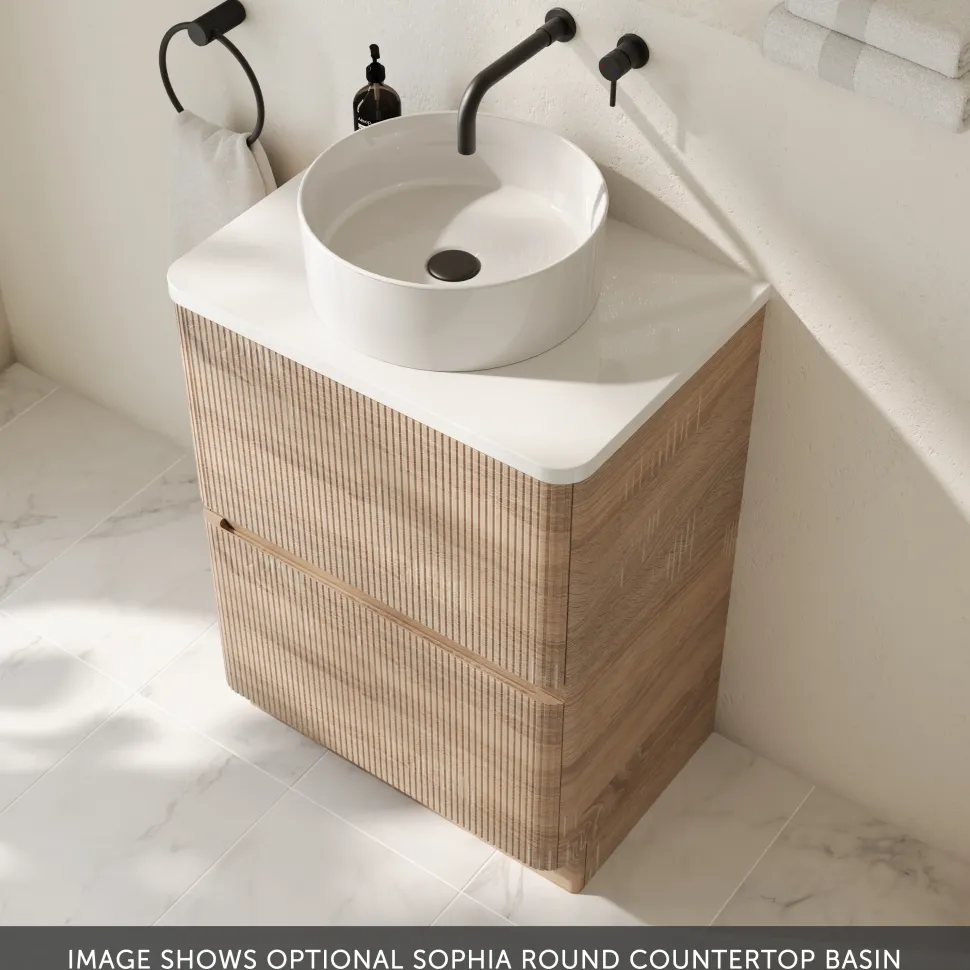 Drench Origin 600mm Fluted Floorstanding Vanity Unit & Countertop