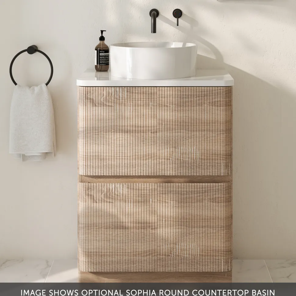 Drench Origin 600mm Fluted Floorstanding Vanity Unit & Countertop