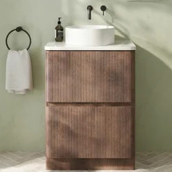 Drench Origin 600mm Fluted Floorstanding Vanity Unit & Countertop