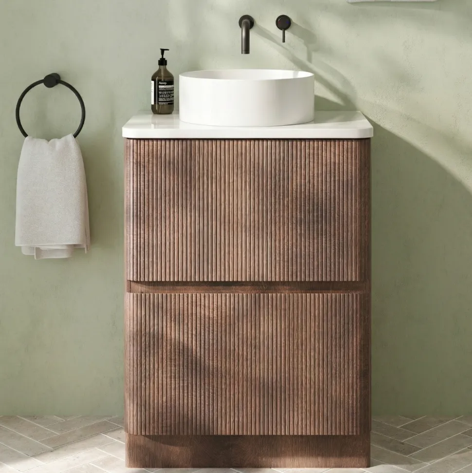 Drench Origin 600mm Fluted Floorstanding Vanity Unit & Countertop