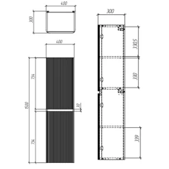 Drench Origin 1500mm Fluted Tall Wall Mounted Cabinet