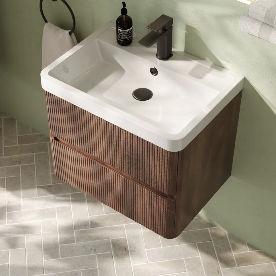 Drench Origin 600mm Fluted Wall Mounted Vanity Unit & Basin