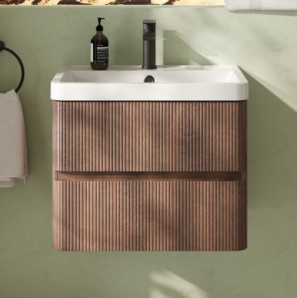 Drench Origin 600mm Fluted Wall Mounted Vanity Unit & Basin