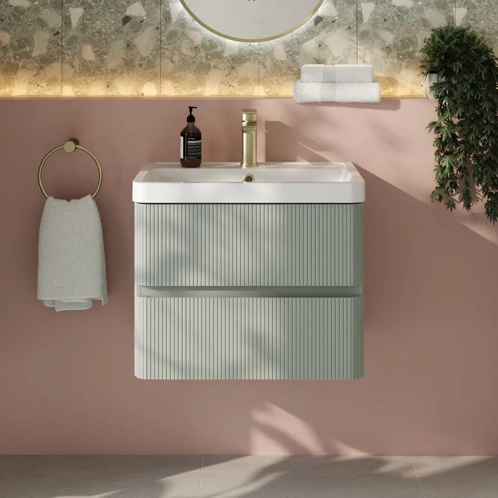 Drench Origin 600mm Fluted Wall Mounted Vanity Unit & Basin