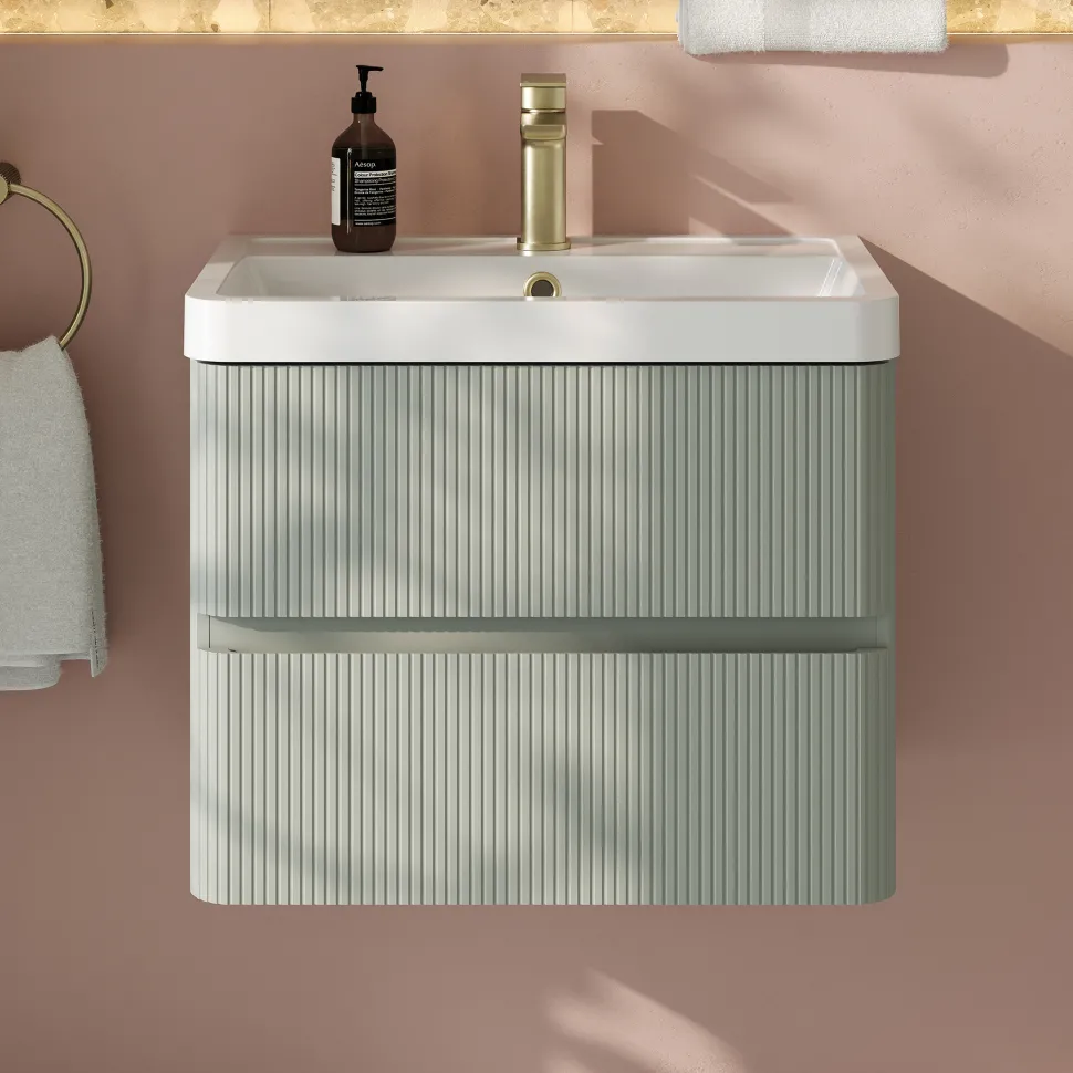 Drench Origin 600mm Fluted Wall Mounted Vanity Unit & Basin