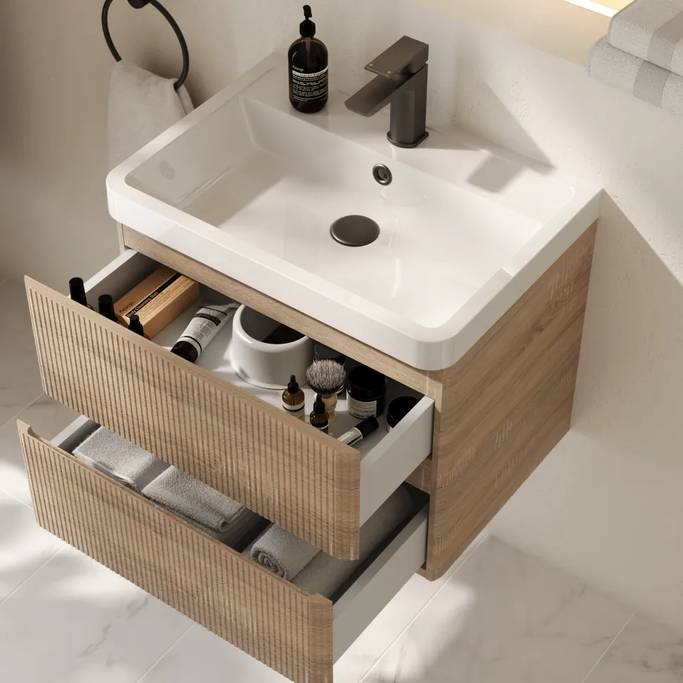 Drench Origin 600mm Fluted Wall Mounted Vanity Unit & Basin