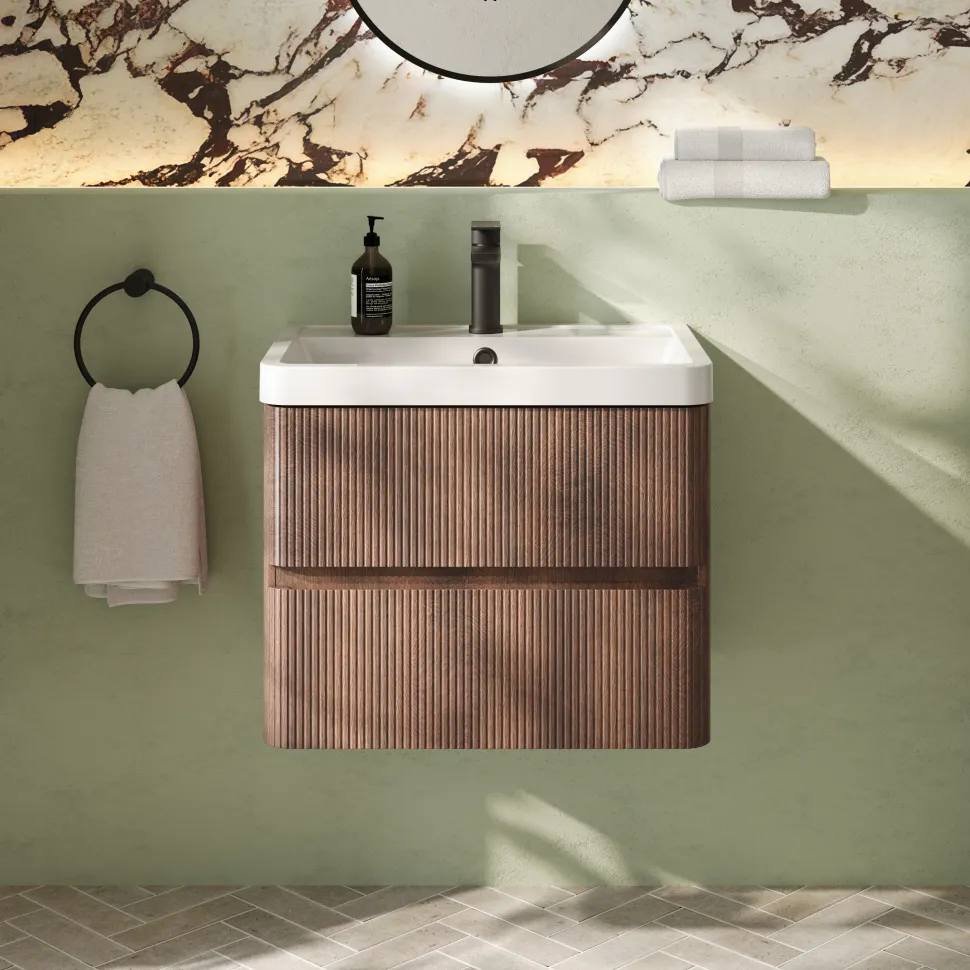 Drench Origin 600mm Fluted Wall Mounted Vanity Unit & Basin