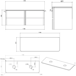 Drench Origin 1200mm Fluted Wall Mounted Vanity Unit & Countertop
