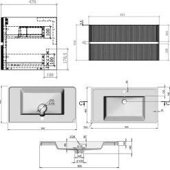 Drench Origin 900mm Fluted Wall Mounted Vanity Unit & Basin