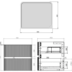 Drench Origin 500mm Fluted Wall Mounted Vanity Unit & Countertop