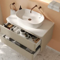 Drench Origin 900mm Fluted Wall Mounted Vanity Unit & Countertop