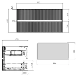 Drench Origin 900mm Fluted Wall Mounted Vanity Unit & Countertop