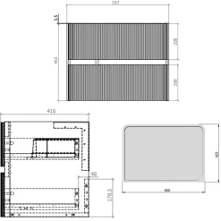 Drench Origin 600mm Fluted Wall Mounted Vanity Unit & Countertop