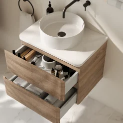 Drench Origin 600mm Fluted Wall Mounted Vanity Unit & Countertop