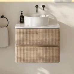 Drench Origin 600mm Fluted Wall Mounted Vanity Unit & Countertop