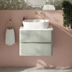 Drench Origin 600mm Fluted Wall Mounted Vanity Unit & Countertop