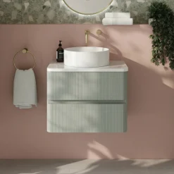 Drench Origin 600mm Fluted Wall Mounted Vanity Unit & Countertop