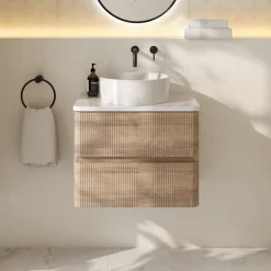 Drench Origin 600mm Fluted Wall Mounted Vanity Unit & Countertop
