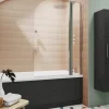 Drench Polished Chrome Curved Corner Bath Screen with Fixed Inline Panel - 1433 x 983mm