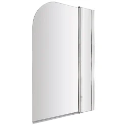 Drench Polished Chrome Curved Corner Bath Screen with Fixed Inline Panel - 1433 x 983mm