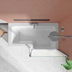 Drench Polished Chrome Fixed L-Shaped Bath Screen with Fixed Return - 1400 x 800mm