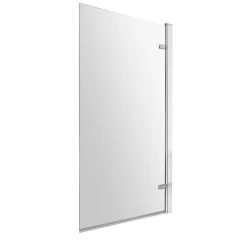 Drench Polished Chrome 8mm Square Corner Hinged Bath Screen - 1520 x 815mm