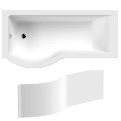 Drench P Shaped Shower Bath & Optional Panel - 1700mm