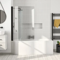 Drench P Shaped Shower Bath with Front Panel and Shower Screen - 1700mm