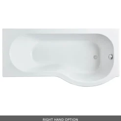 Drench P-Shaped Shower Bath with Matt Black Curved Shower Screen & Panel - 1700mm