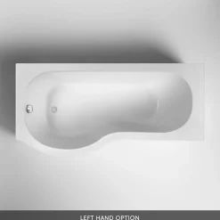 Drench P Shaped Shower Bath with Front Panel and Shower Screen - 1500mm
