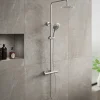 Drench Round Telescopic WRAS-Approved Thermostatic Rigid Riser Shower Set with Slim Head