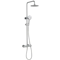 Drench Round Telescopic WRAS-Approved Thermostatic Rigid Riser Shower Set with Slim Head