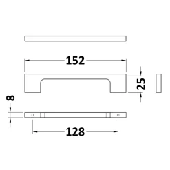 Drench Slimline D Bar Furniture Handle - 128mm Centres