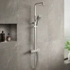 Drench Square Telescopic WRAS-Approved Thermostatic Rigid Riser Shower Set with Slim Head