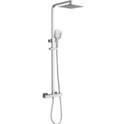 Drench Square Telescopic WRAS-Approved Thermostatic Rigid Riser Shower Set with Slim Head