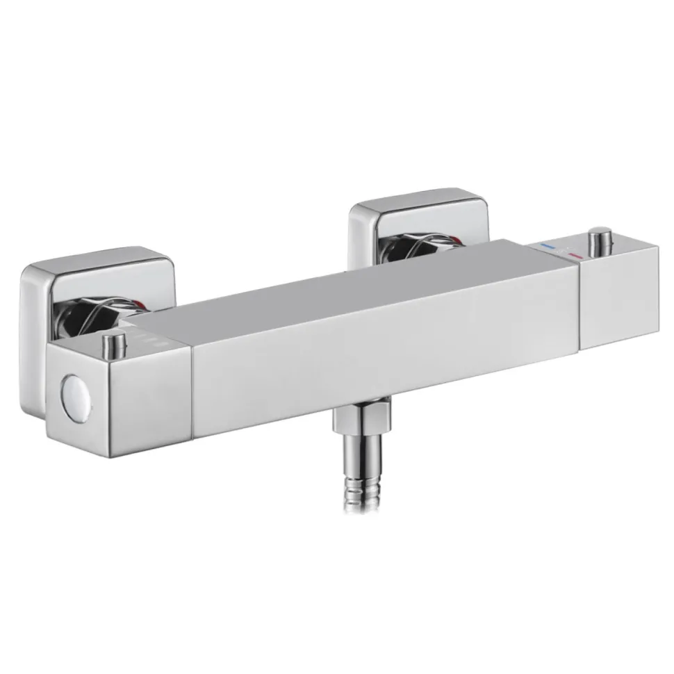 Drench Square Thermostatic Bar Valve - Bottom Outlet