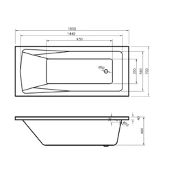 Drench Straight Single Ended Bath - Square