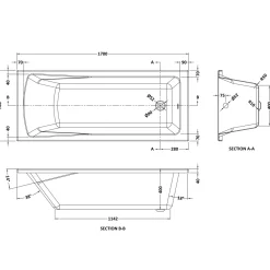 Drench Straight Single Ended Bath - Square