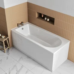 Drench Straight Single Ended Bath - Curved