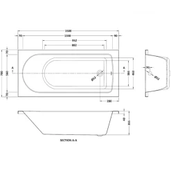 Drench Straight Single Ended Bath - Curved