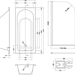 Drench Straight Single Ended Curved Bath & Shower Screen