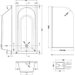Drench Straight Single Ended Curved Bath & Shower Screen