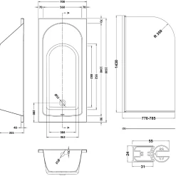 Drench Straight Single Ended Curved Bath & Shower Screen