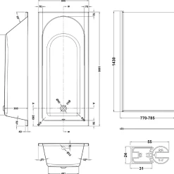 Drench Straight Single Ended Curved Bath & Shower Screen
